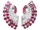 1.86ct Ruby and 0.55ct Diamond, 12ct White Gold  Earrings - Antique Circa 1930