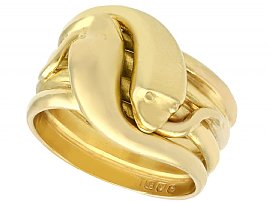 18 ct Yellow Gold Snake Dress Ring - Antique Victorian (1898)