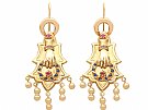 0.35ct Sapphire and 0.27ct Ruby, 14 ct Yellow Gold Earrings - Antique Circa 1880