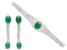 Antique Emerald Earring and Brooch Set