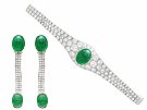 37.17 ct Emerald and 6.55 ct Diamond, 18 ct White Gold Jewellery Set - Antique French Circa 1925