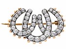 1.51ct Diamond and 8ct Yellow Gold Triple Horseshoe Brooch - Antique Victorian