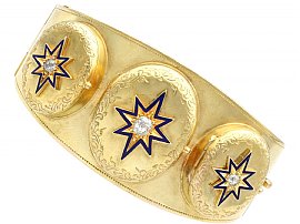 0.49 ct Diamond and 18 ct Yellow Gold Triple-Locket Bangle - Antique Circa 1880