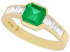 Vintage Colombian Emerald Ring with Diamonds