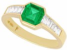 0.90 ct Colombian Emerald and 0.38 ct Diamond, 18 ct Yellow Gold Dress Ring - Vintage Circa 1980
