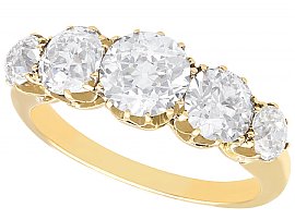 3.29 ct Diamond  and 18 ct Yellow Gold Five Stone Ring - Antique Circa 1925