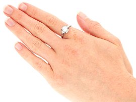 1930s White Gold Diamond Engagement Ring Wearing 