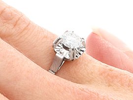 1930s White Gold Diamond Engagement Ring Wearing 