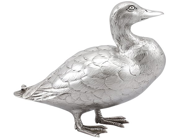 Silver Duck Ornament Vintage