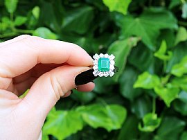 Emerald Cluster with Baguette Diamonds 