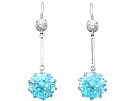 7.80 ct High Zircon and 0.29 ct Diamond, 18 ct White Gold Drop Earrings - Antique Circa 1910