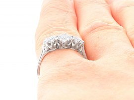 Platinum Trilogy Diamond Ring 1930s Wearing