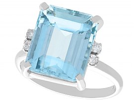 Aquamarine and Diamond Ring White Gold UK
