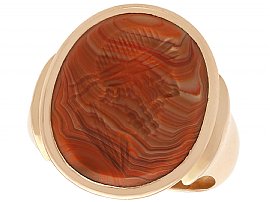 Banded Agate and 14ct Yellow Gold Intaglio Ring - Antique Circa 1820