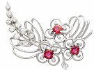 1.02 ct Ruby and 0.55 ct Diamond, 15ct White Gold Spray Brooch - Antique Circa 1925