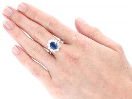 Wearing Oval Sapphire and Diamond Ring
