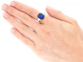 Octagonal Cut Sapphire and Diamond Ring