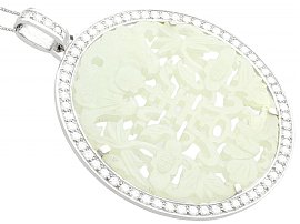 Vintage Jade and Diamond Pendant Necklace 