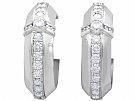 3.01ct Diamond and 18ct White Gold Hoop Earrings - Vintage Circa 1950