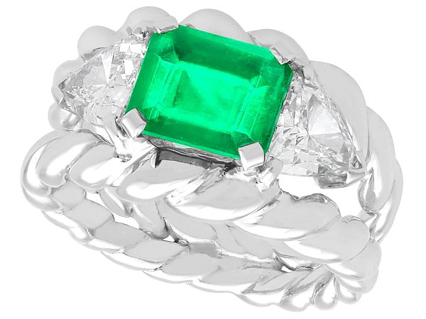 1980s Emerald and Diamond Ring