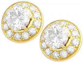 2.65ct Diamond and 18ct Yellow Gold Illusion Earrings - Vintage Circa 1980