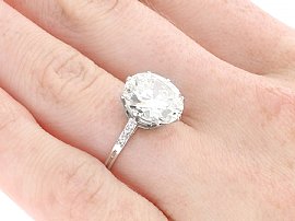 4 Carat Antique Engagement Ring on Hand