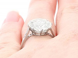4 Carat Antique Engagement Ring on Finger