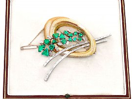 6.07 ct Emerald and 4.05 ct Diamond, 18 ct Yellow Gold and Platinum Brooch by Garrards & Co Ltd - Antique Circa 1935; C5721