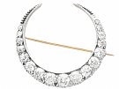 3.41ct Diamond and 9ct Yellow Gold Crescent Brooch - Antique Circa 1890
