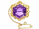 12.50ct Amethyst and Seed Pearl, 15ct Yellow Gold  Brooch - Antique Circa 1890