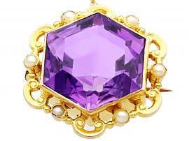 Antique Amethyst and Seed Pearl Brooch
