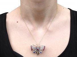 Antique Butterfly Pendant Necklace