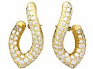 3.40ct Diamond and 18 ct Yellow Gold Drop Earrings - French Vintage Circa 1980