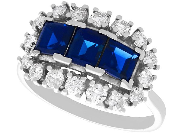 1970s Sapphire Dress Ring with Diamonds