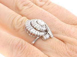 1950s Platinum Diamond Ring on hand