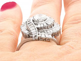 1950s Platinum Diamond Ring on Finger