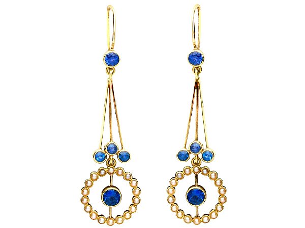 Antique Sapphire and Pearl Earrings