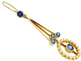 Sapphire and Pearl Earrings antique 