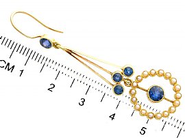 Antique Sapphire and Pearl Earrings size