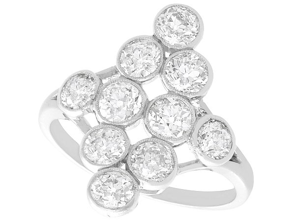 Antique Platinum Diamond Cluster Ring