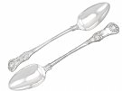 Sterling Silver Queen's Pattern Gravy Spoons - Antique William IV