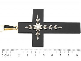 Onyx and Diamond Cross Pendant Necklace