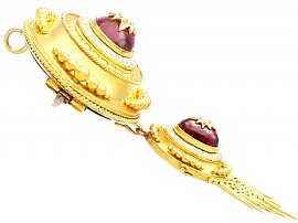  Antique 1800s Garnet Pendant in Yellow Gold 