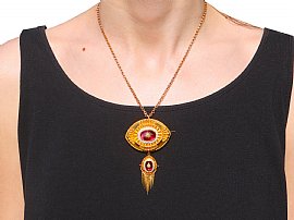  Antique Garnet Pendant Wearing Around Neck