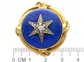 Blue Enamel Brooch with Diamonds