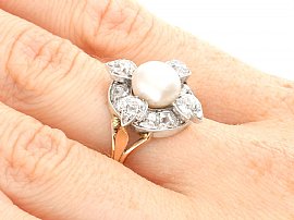 19th Century Pearl Ring on Finger