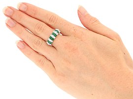 Vintage Emerald and Diamond Ring being Worn