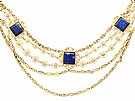5.55ct Lapis Lazuli and 18ct Yellow Gold Necklace - Antique Victorian (Circa 1870)