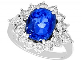 Sapphire and Diamond Ring Set in Platinum