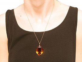 Citrine and Yellow Gold Pendant Wearing 